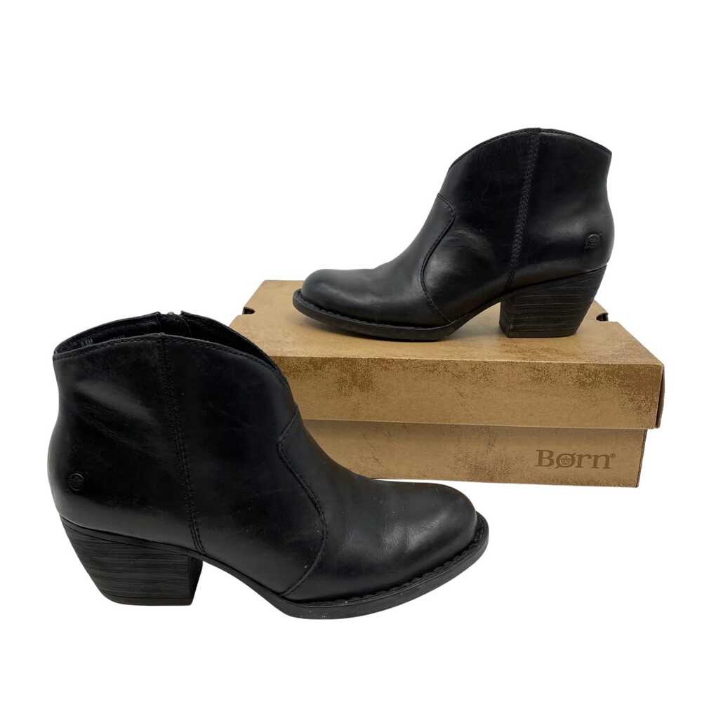Born Black Leather Heeled Boots | Women’s Size 9.5